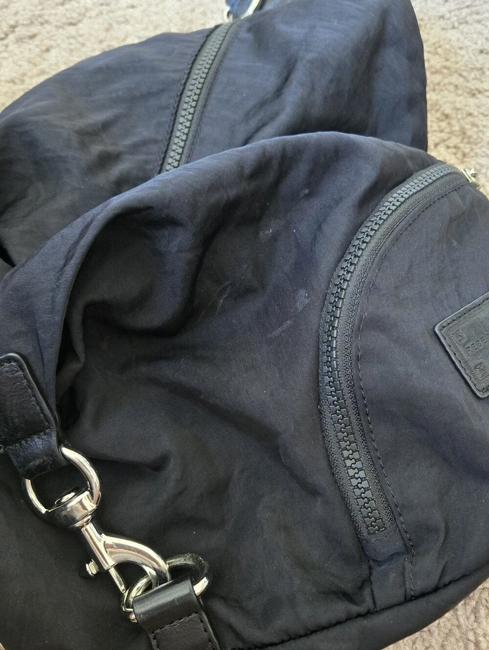 Rebecca‎ Minkoff Julian Black  Nylon Leather Backpack Silver Hardwear